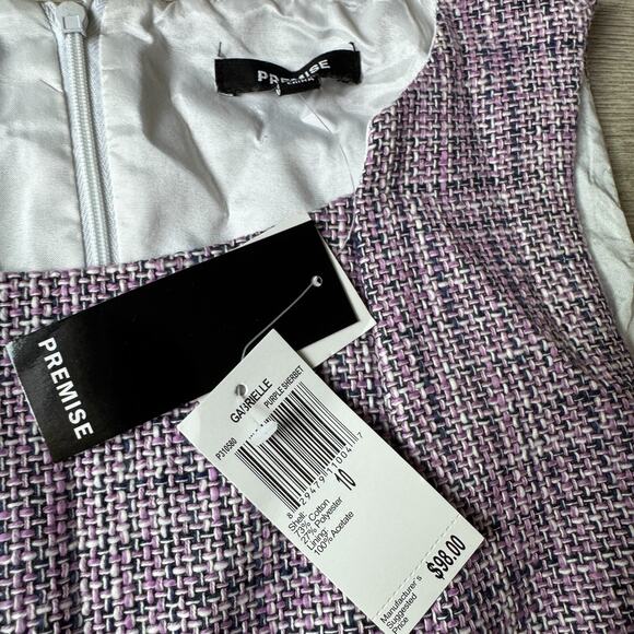 Premise Gabrielle Dress Size 10 NWT Purple Tweed Belted Sheath Career Workwear - Picture 2 of 7